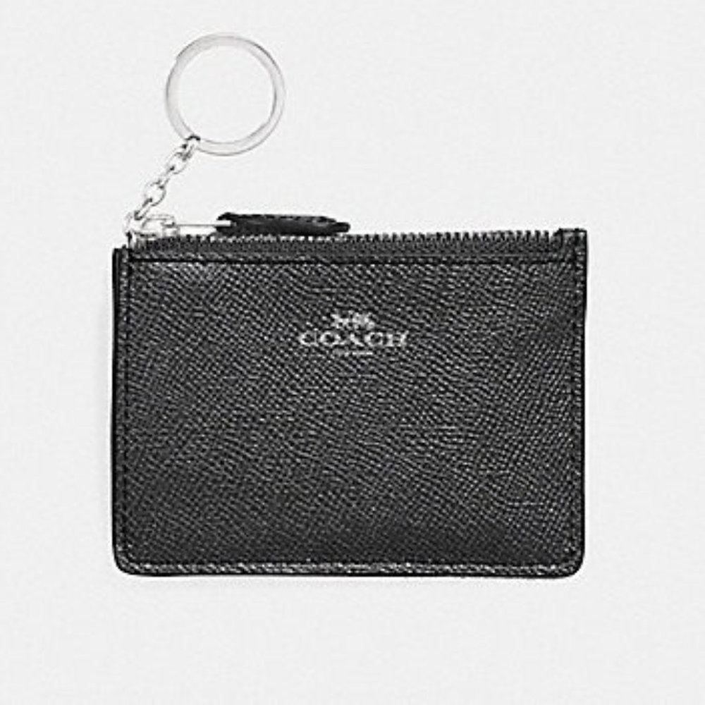 Coach F11836 Mini Skinny ID Case in Silver/ Black